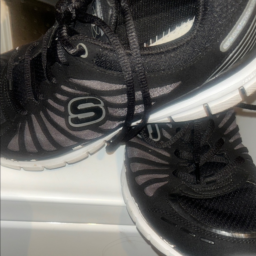 Skechers Black and White Athletic Shoes